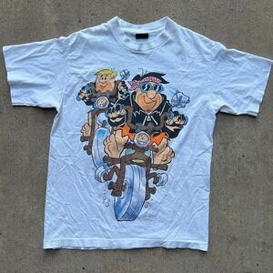 Vintage 90s The Flintstones Double sided Motorcycle Tee